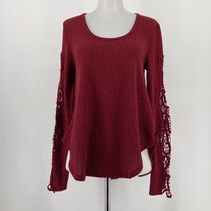 Altar'd State Top Long Sleeve Red Thermal Small